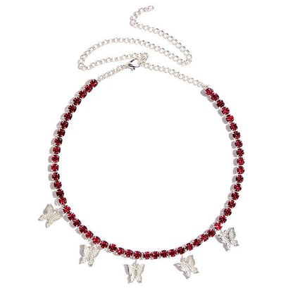 Trendy Cute Iced Out Butterfly Choker Necklaces